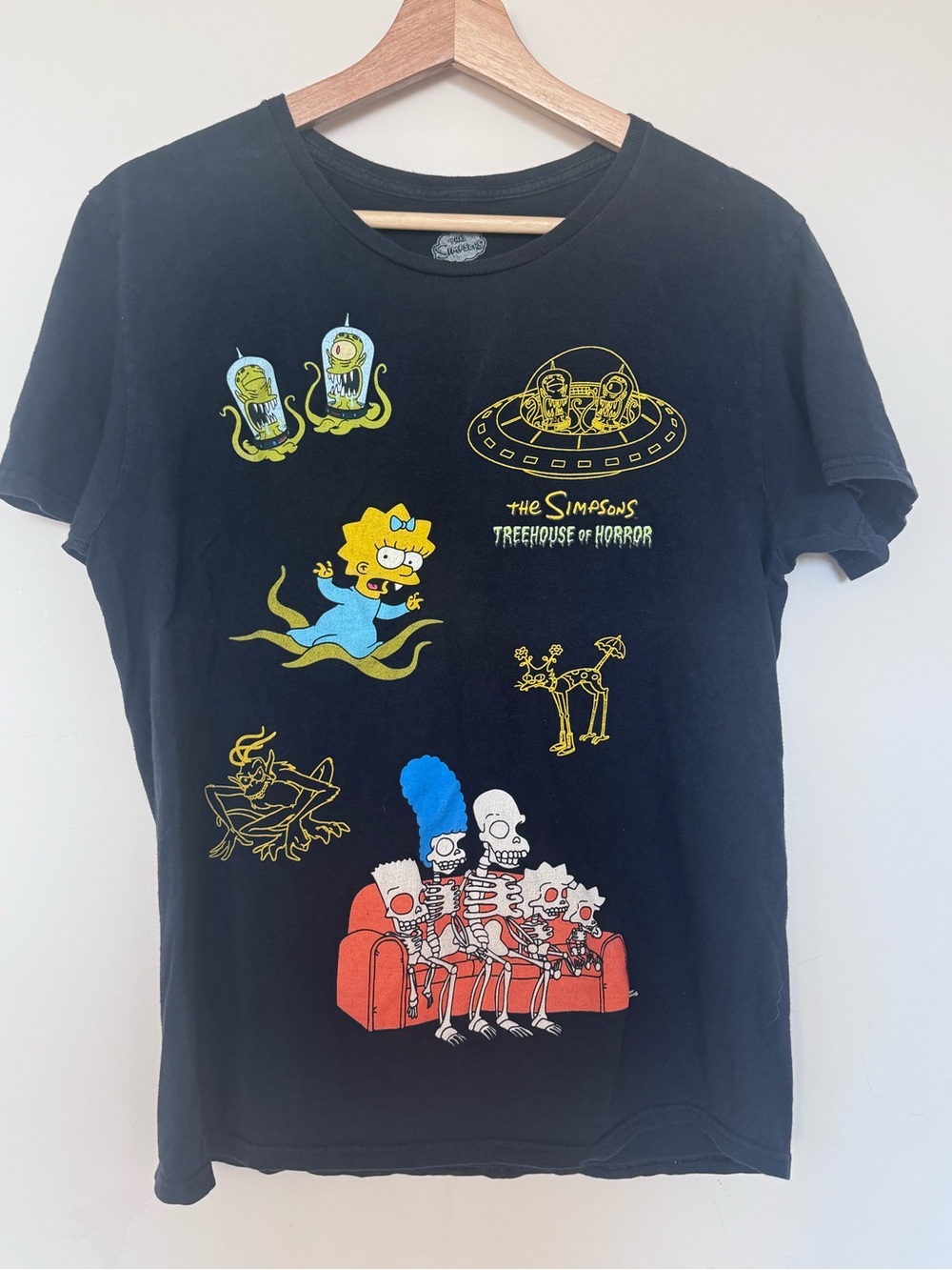 The Simpsons Treehouse of Horror Black Short Sleeve Cotton Graphic Tee Halloween